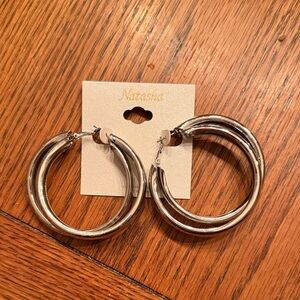 Natasha silver double hoops